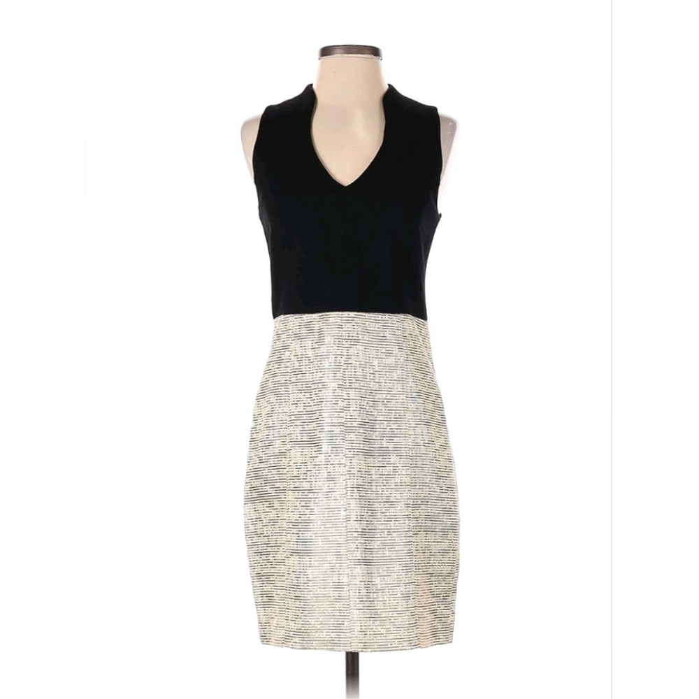 4 Collective Sheath Dress Black Gold Women’s Size 4 36” Length